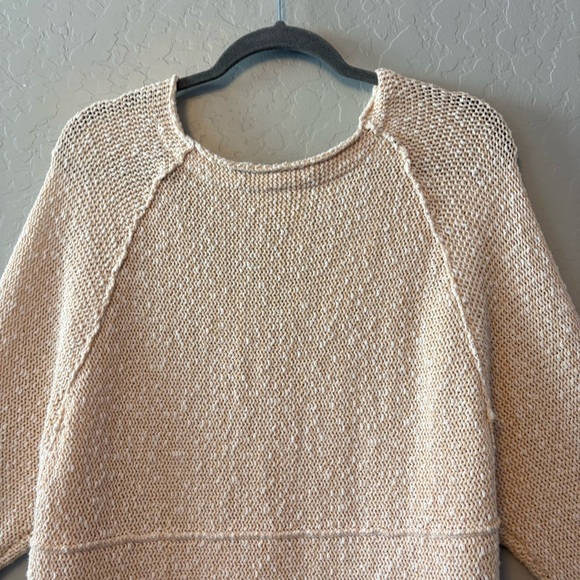 Free people marled bright lights open stitch sweater in beige color small - Picture 13 of 16